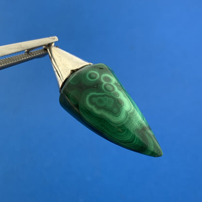 Stunning Sterling Silver 925 Cabochon Green Malachite Talismans  Dangle Pendant