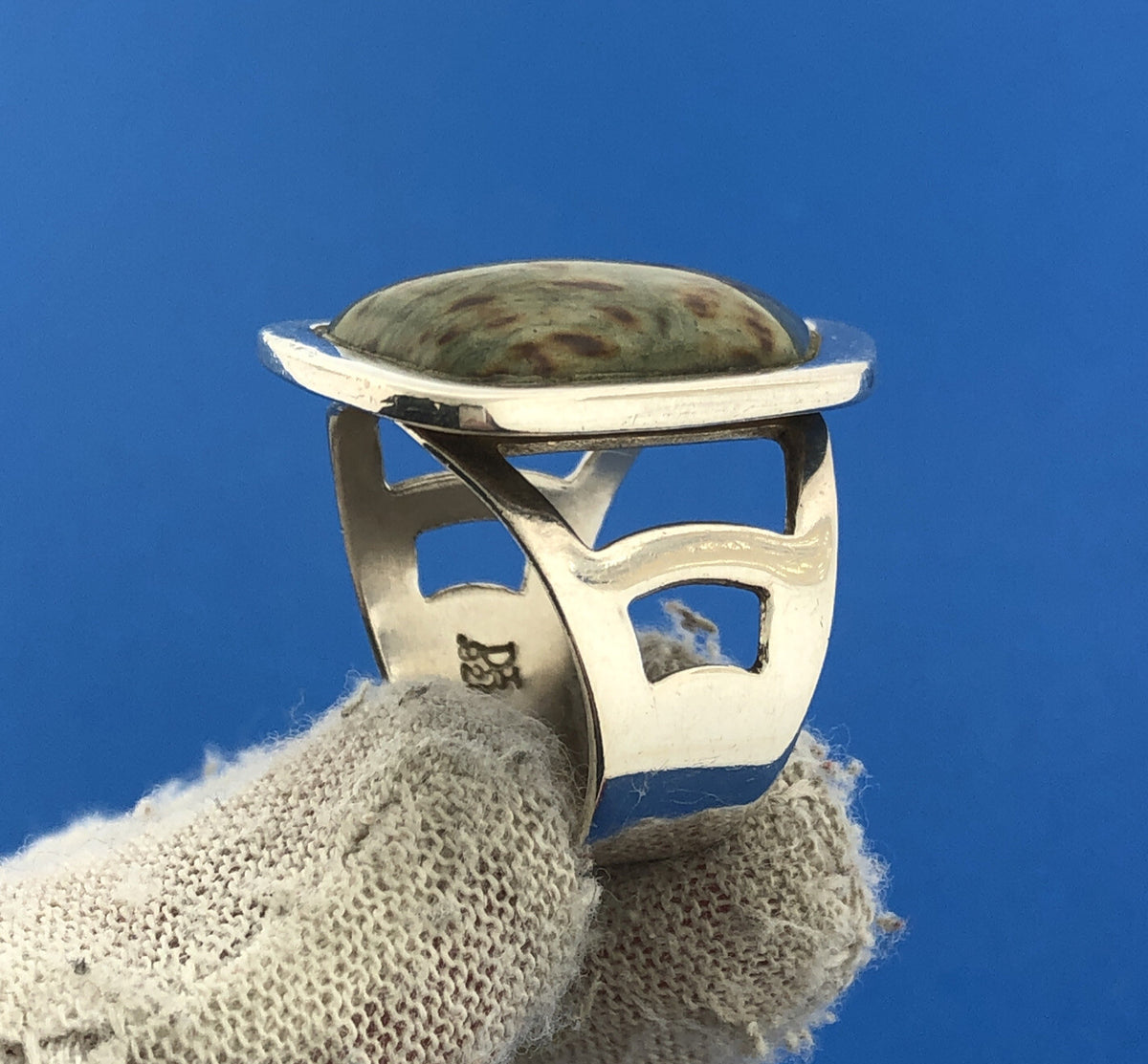 Jay King Desert Rose Trading Sterling Silver Jasper Modernist Cocktail Ring
