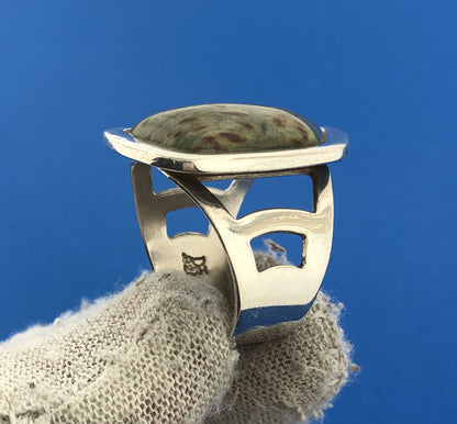 Jay King Desert Rose Trading Sterling Silver Jasper Modernist Cocktail Ring