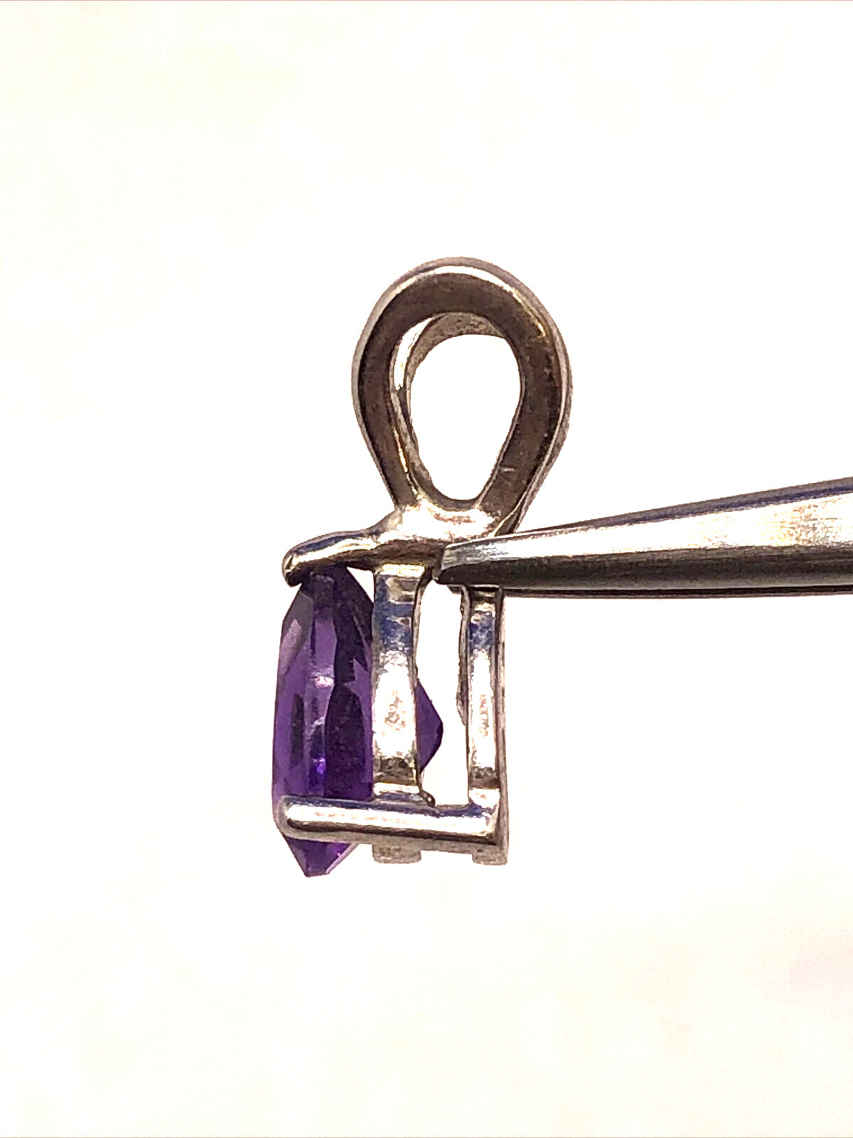 Designer TGGC 925 Sterling Silver Pear Cut Amethyst Drop Petite Pendant