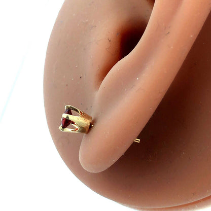 14K Yellow Gold Round Garnet January Anniversary Solitaire Stud Earrings