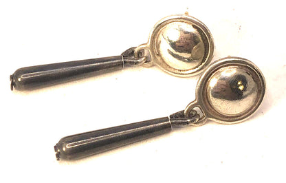 Designer 925 Sterling Silver 14k Gold Modernist Teardrop Stud Dangle Earrings