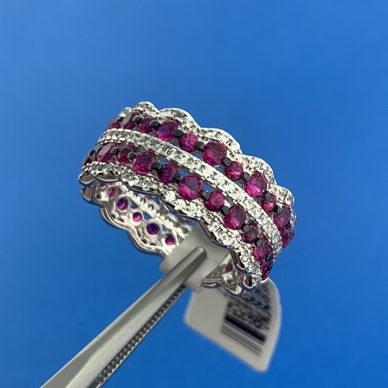 Designer Fuzion Creations Sterling Silver 925 Red Spinel CZ Accent Ring Size 7