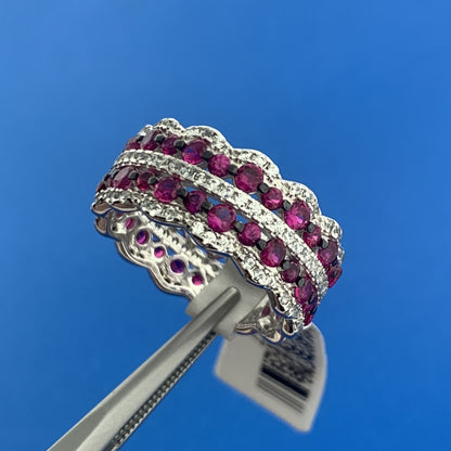 Designer Fuzion Creations Sterling Silver 925 Red Spinel CZ Accent Ring Size 7