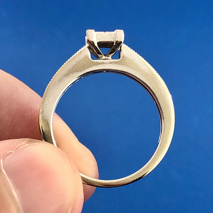 14k White Gold Ring Invisible Set Princess Diamonds Round Diamond Accents