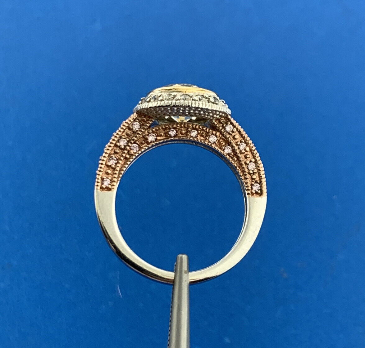 Joseph Esposito Sterling Silver Rose Vermeil Canary Cubic Zirconia Accents Ring