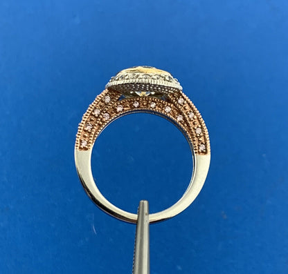 Joseph Esposito Sterling Silver Rose Vermeil Canary Cubic Zirconia Accents Ring