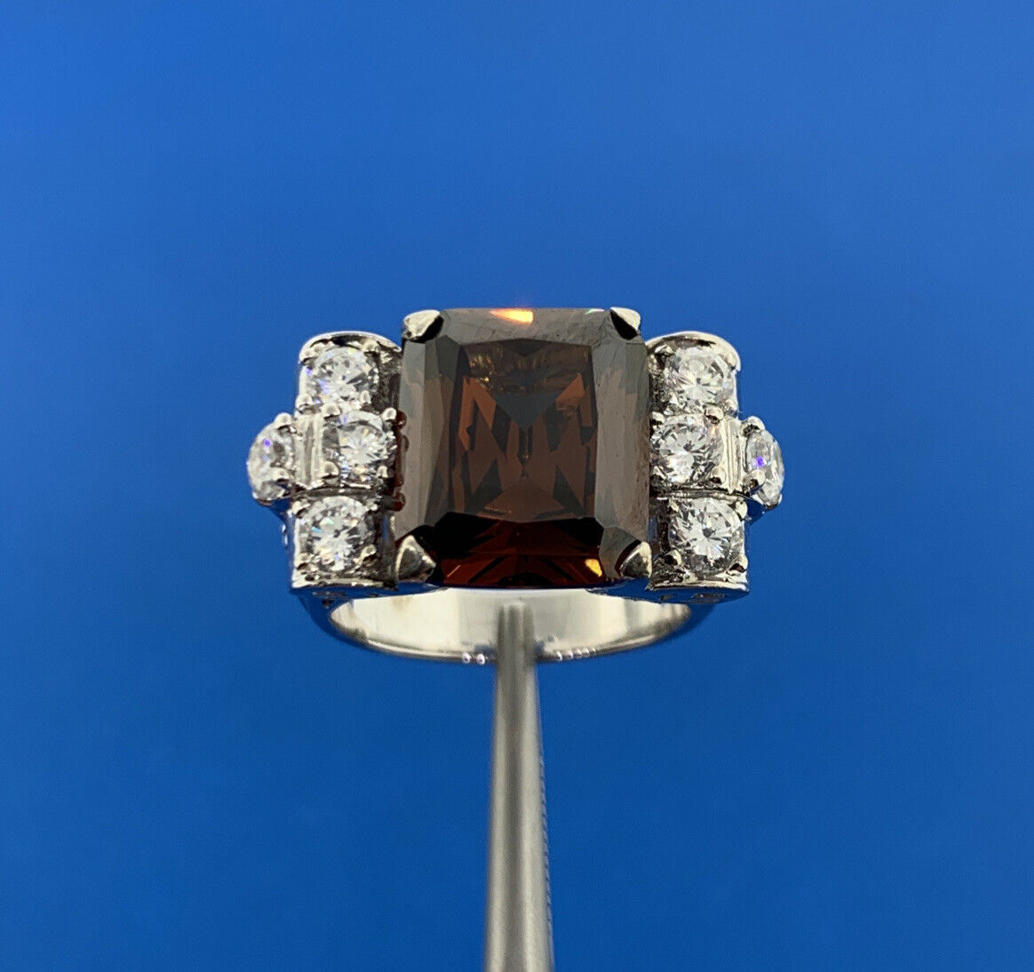 Joseph Esposito QVC 925 Sterling Silver Garnet Diamonique CZ Statement Ring