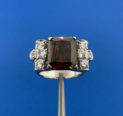 Joseph Esposito QVC 925 Sterling Silver Garnet Diamonique CZ Statement Ring