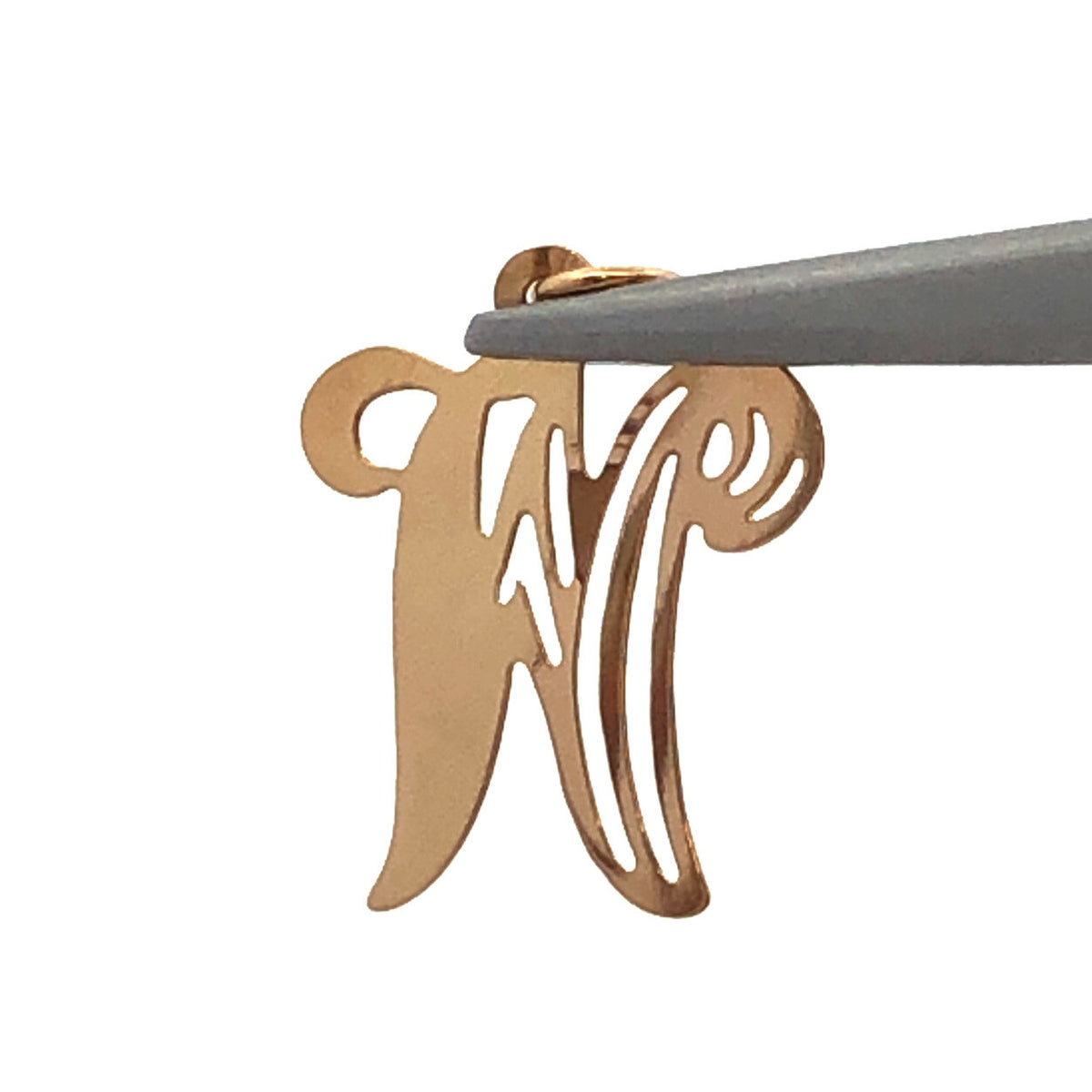 Designer 14K Yellow Gold Script Initial W Monogram Alphabet Charm Pendant