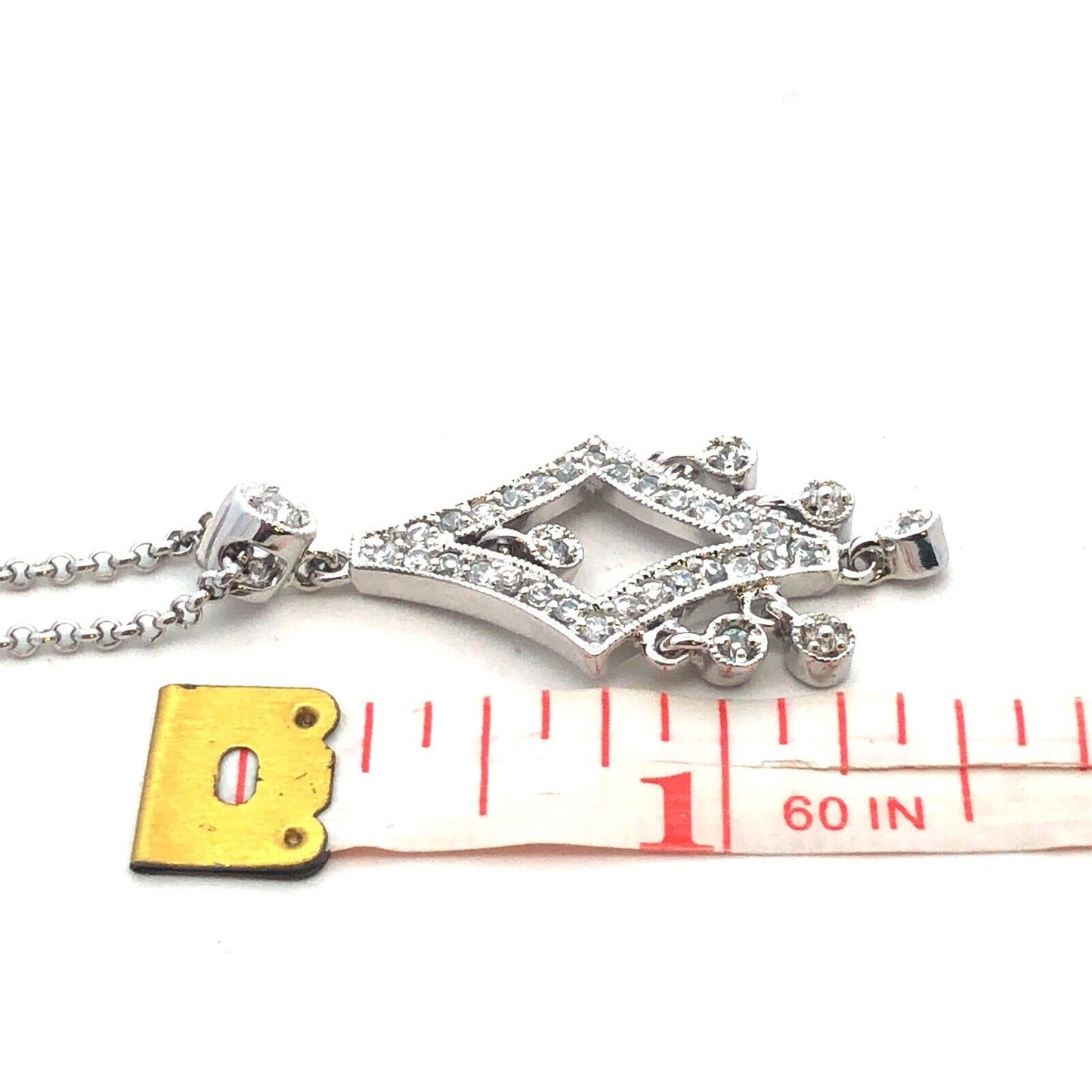 Designer 925 Sterling Silver Round Cubic Zirconia Statement Pendant Necklace