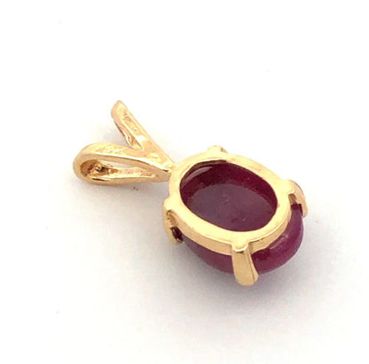 Designer 14K Yellow Gold Oval Purple Ruby Solitaire Pendant