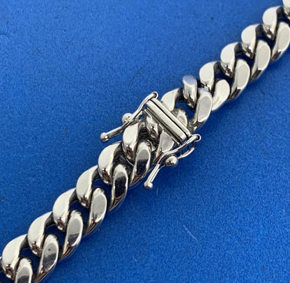 Designer ALI 10K White Gold Miami Cuban Link Unisex Chain Necklace