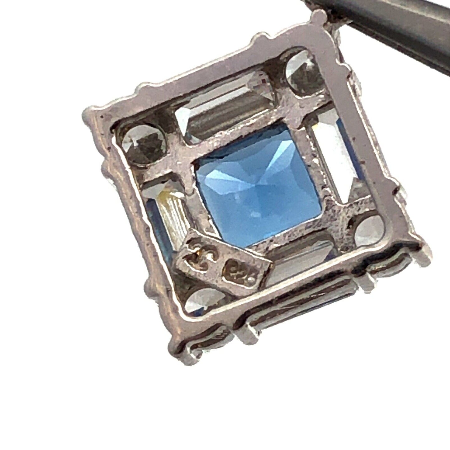 Designer 925 Sterling Silver Square London Blue Topaz Cubic Zirconia Pendant