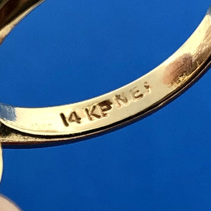 Vintage Estate NEI 14k Yellow Gold Opal Diamond Accented Ring Size 5.5