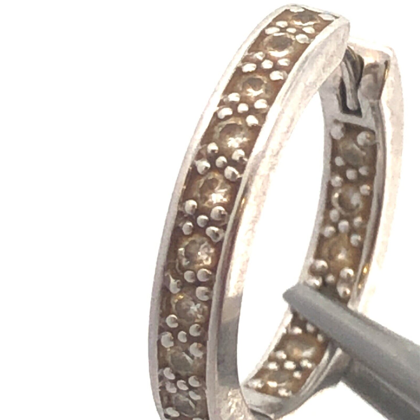 Designer 14K White Gold Round Diamond Hinged Hoop Earrings