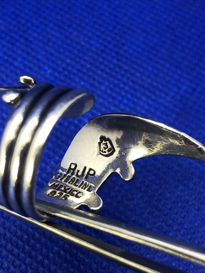 Taxco Mexico RJP 925 Sterling Silver Wrap Texture Statement Finger Ring