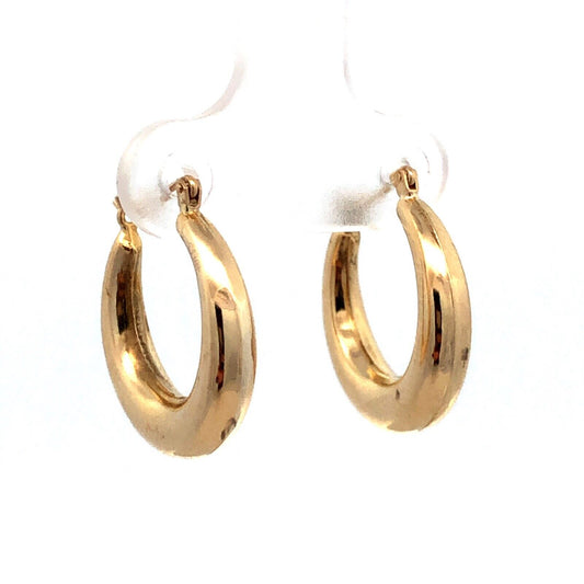 Designer ZZ 14K Yellow Gold Round Puffy Polished Huggie Hoop Earrings