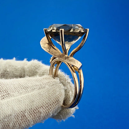 Gorgeous 14k Yellow Gold Large Smoky Quartz Free Form Statement Ring Size 7.25