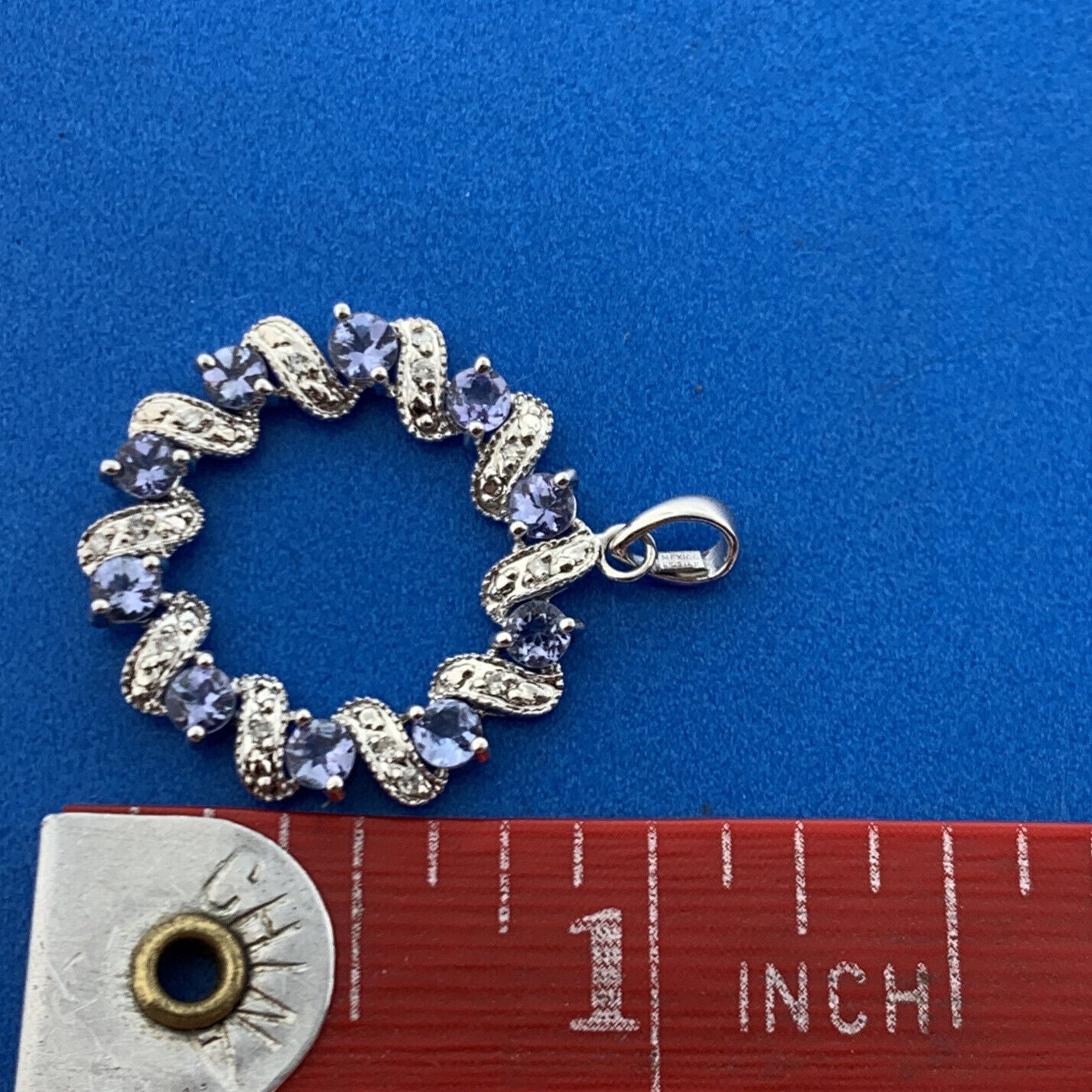 Designer Mexico 14K White Gold Tanzanite Diamond Accented Wreath Pendant