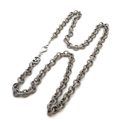 Gabriel & Co. 925 Sterling Silver Textured Bead Detail Round Link Chain Necklace