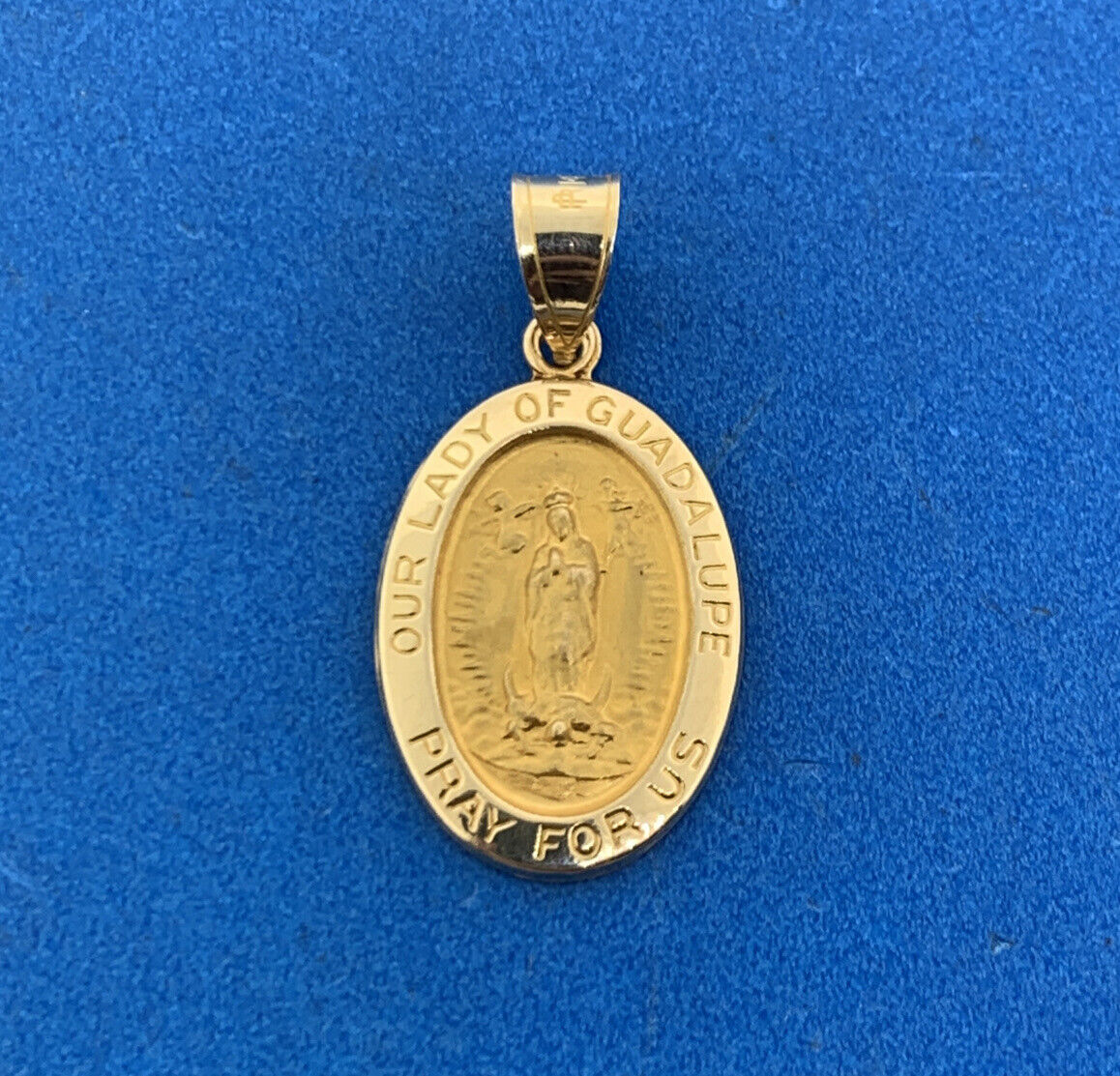 Designer 14K Yellow Gold Our Lady Of Guadalupe Oval Charm Pendant