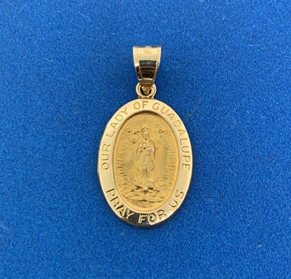 Designer 14K Yellow Gold Our Lady Of Guadalupe Oval Charm Pendant