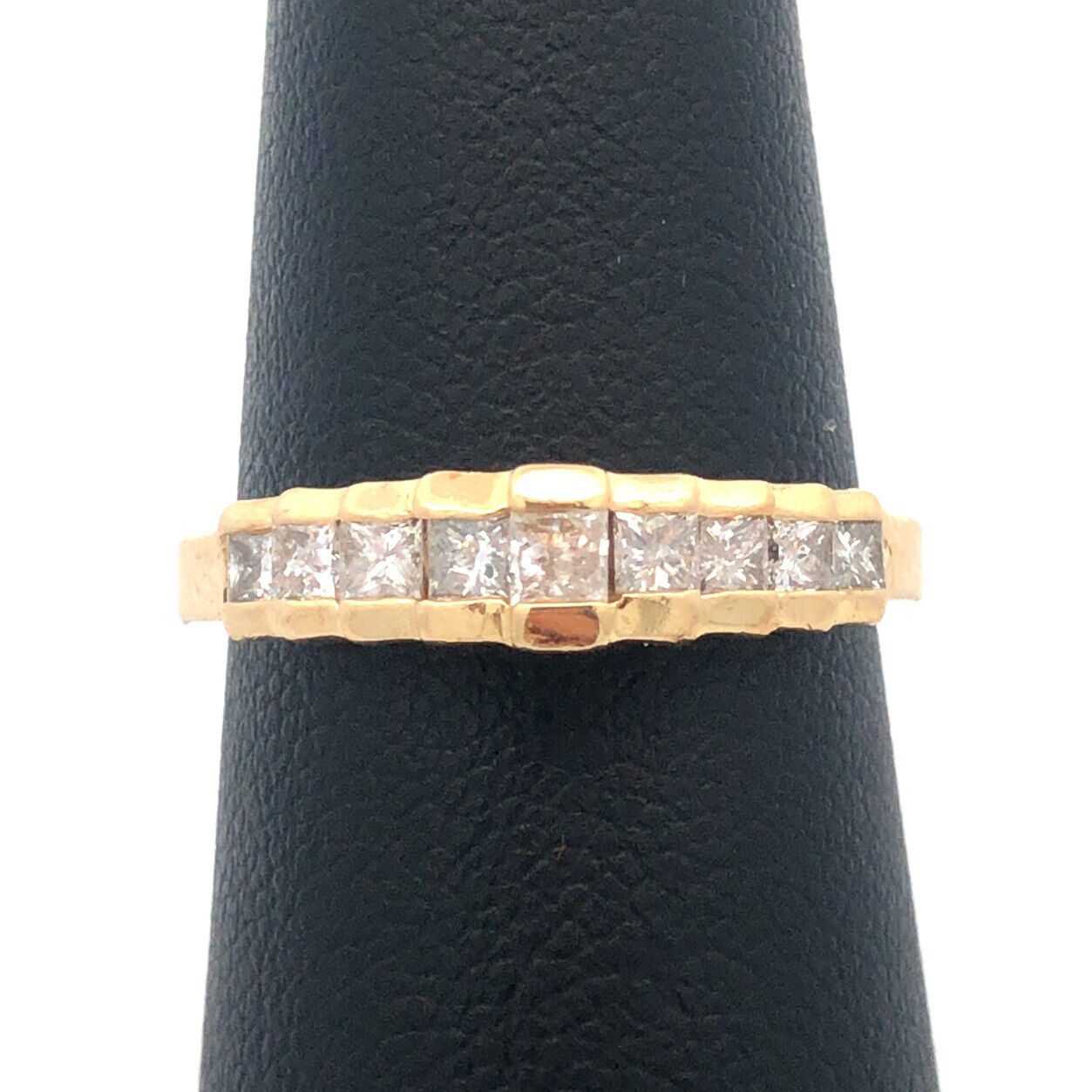 Gorgeous 14k Yellow Gold Princess Cut Diamond Waterfall Cascade Ring Size 6.5