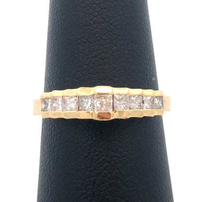 Gorgeous 14k Yellow Gold Princess Cut Diamond Waterfall Cascade Ring Size 6.5