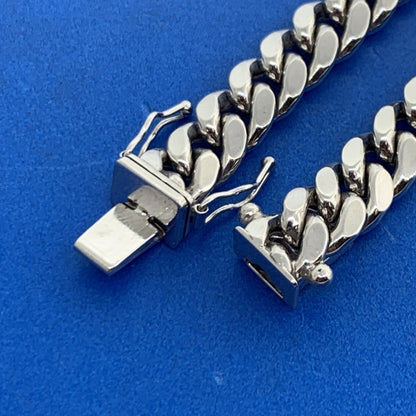 Designer ALI 10K White Gold Miami Cuban Link Unisex Chain Necklace