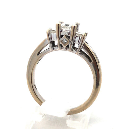 Designer ZEI 14K White Gold Princess Trio Diamond Engagement Ring Size 6.75
