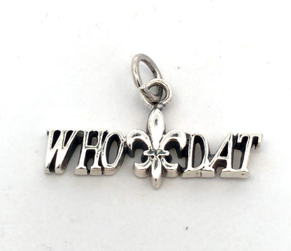 925 Sterling Silver Who Dat Fleur De Lis New Orleans Saints Charm Pendant
