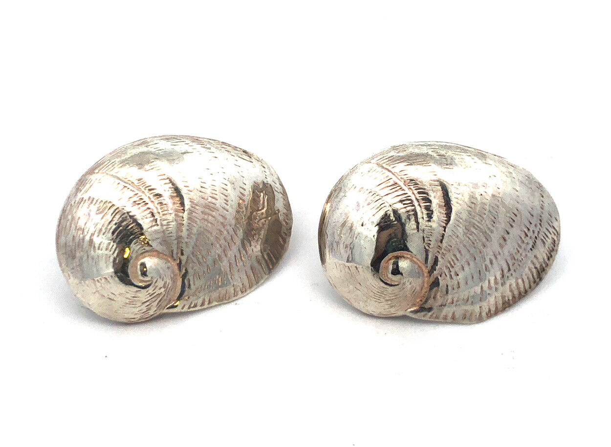 Designer Mignon Faget 925 Sterling Silver Sea Collection Moon Snail Earrings