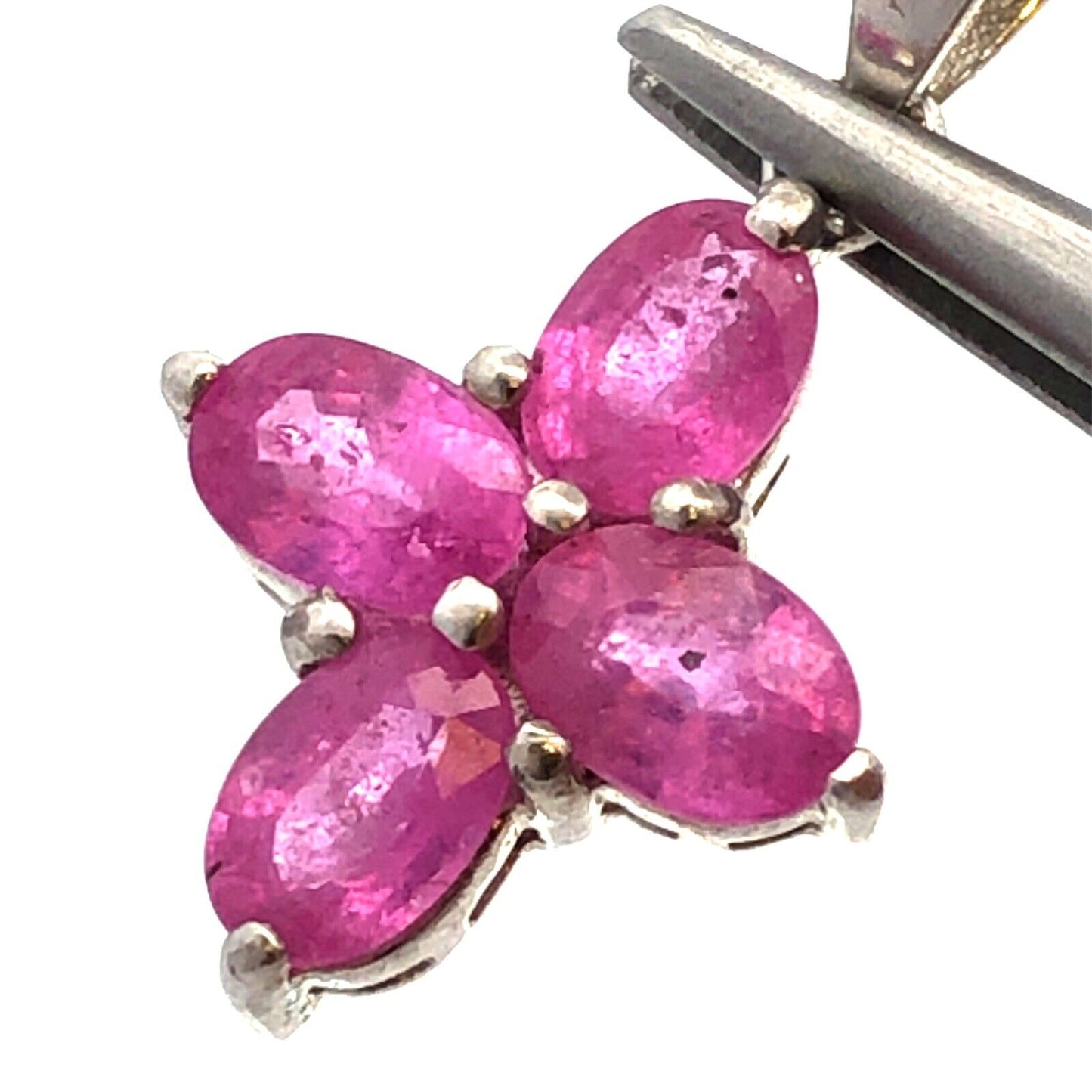 Designer TGGC 925 Sterling Silver Pink Oval Sapphire Cross Charm Pendant