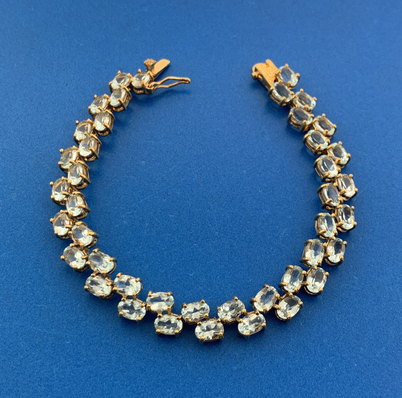 Designer 925 Sterling Silver Blue Topaz Double Row December Tennis Bracelet
