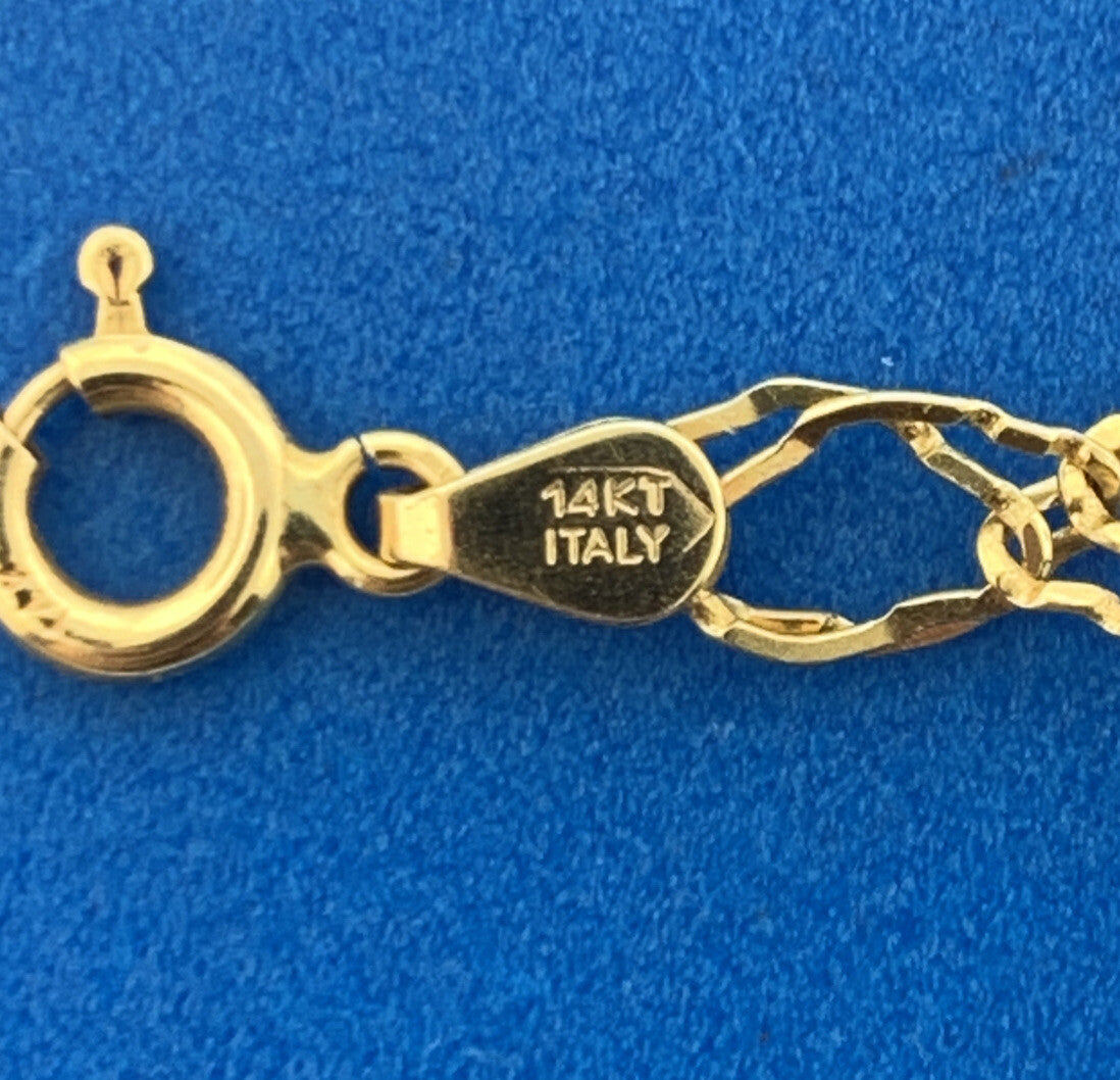 Designer Italy 14K Yellow Gold Fancy Cut Double Oval Link Chain Bracelet
