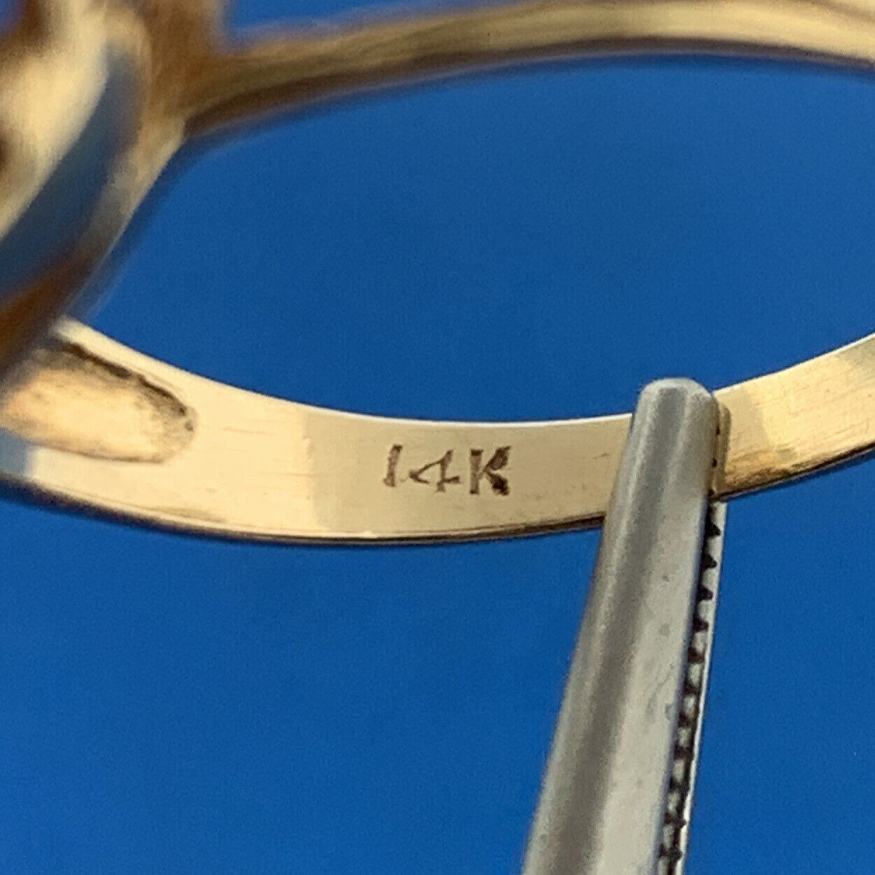 Mid Century 14K Yellow Gold Opal Flower Cluster Ribbon Statement Cocktail Ring