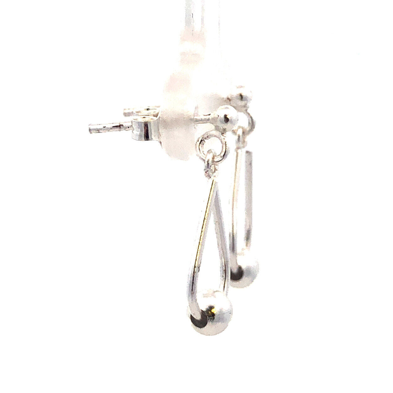 Designer BB 925 Sterling Silver Beaded Modernist Drop Dangle Stud Earrings