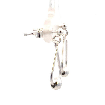 Designer BB 925 Sterling Silver Beaded Modernist Drop Dangle Stud Earrings