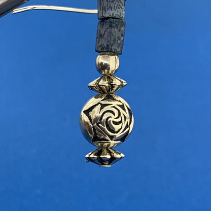 Silver Plated Lapis Lazuli Tubular Beads Rose Scroll Dangle Drop Earrings