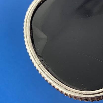 Stunning Sterling Silver 925 Cabochon Wide Onyx Teardrop Dangle Pendant