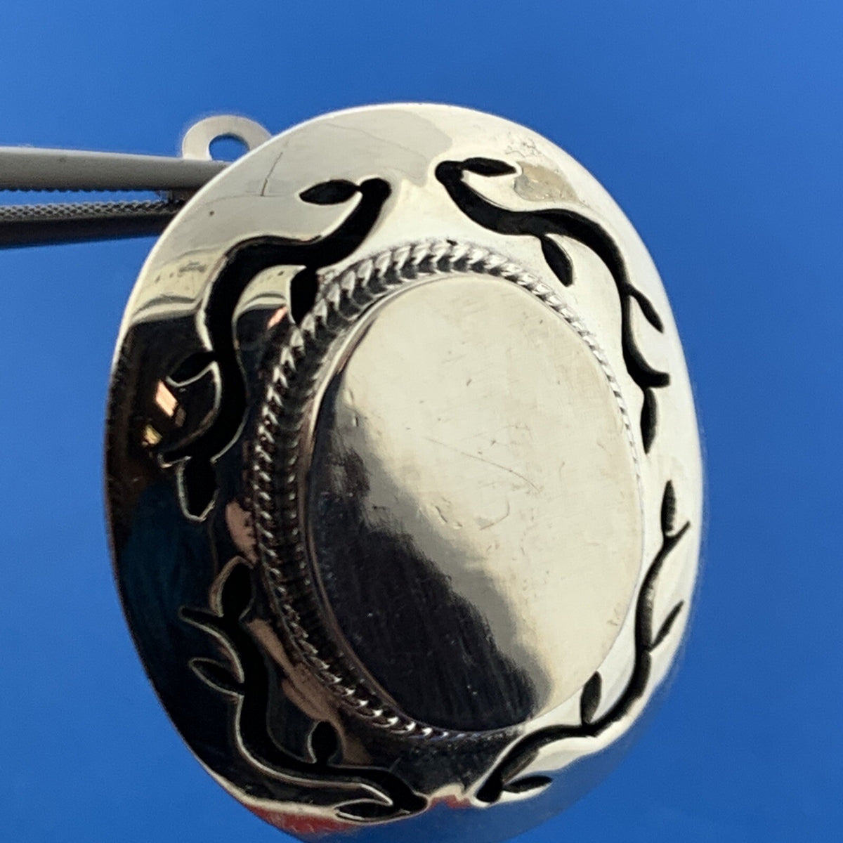 Sterling Silver 925 Native American Concho Design Engravable Oval Disc Earrings