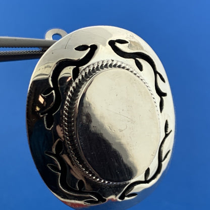 Sterling Silver 925 Native American Concho Design Engravable Oval Disc Earrings