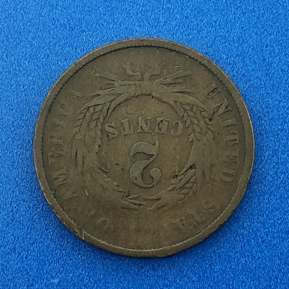 1864 P Bronze Two-Cent Piece Union Shield Large Motto Philadelphia Mint Coin