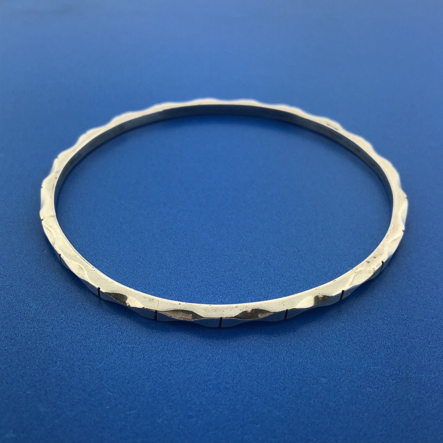 Vintage 925 Sterling Silver Taxco TC-61 Shadow Box Modernist Bangle Bracelet