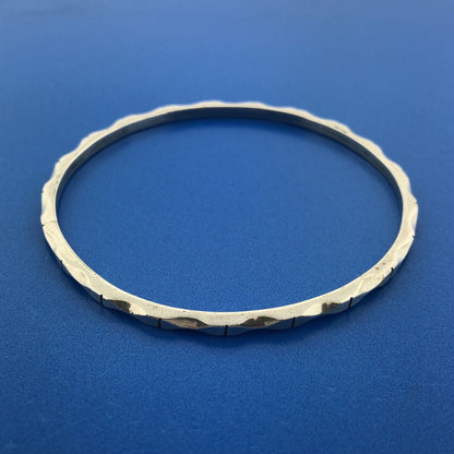 Vintage 925 Sterling Silver Taxco TC-61 Shadow Box Modernist Bangle Bracelet