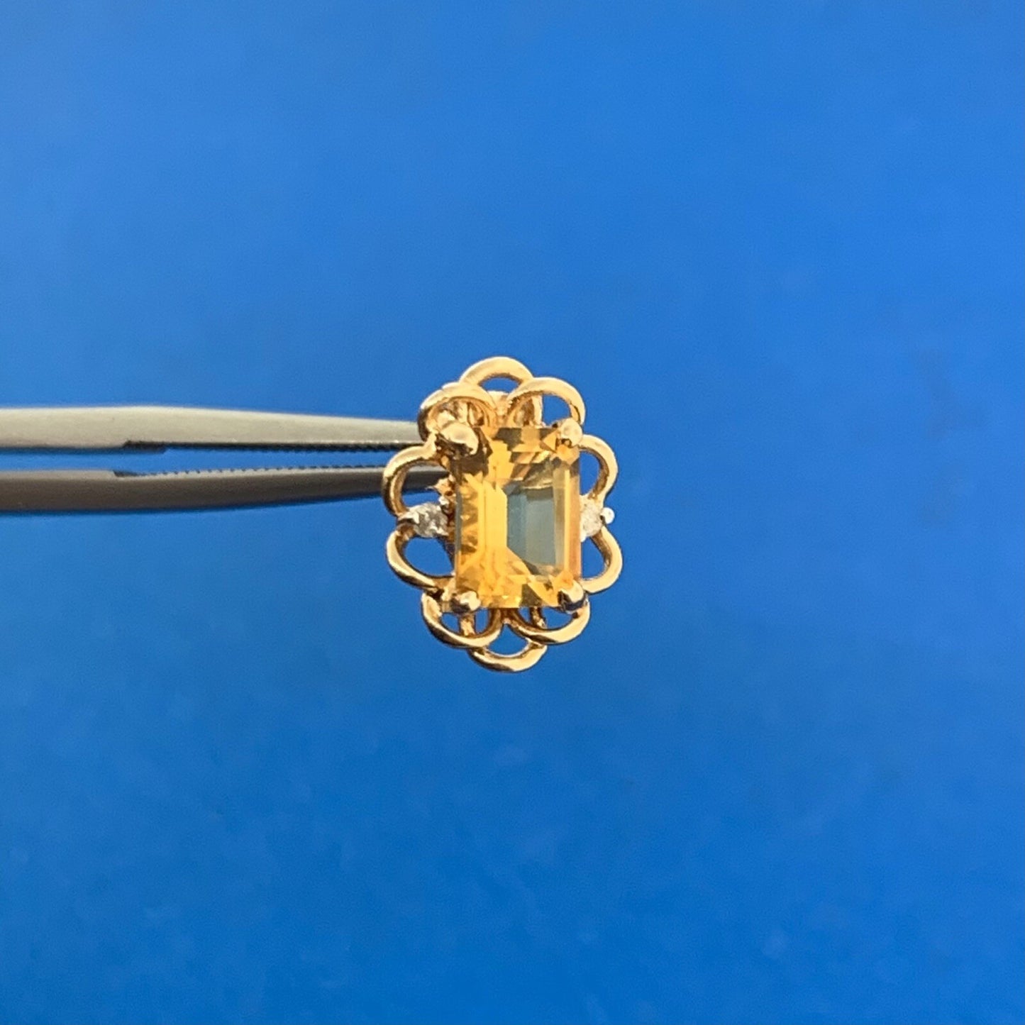 Designer 14K Yellow Gold Citrine Diamond November Anniversary Stud Earrings