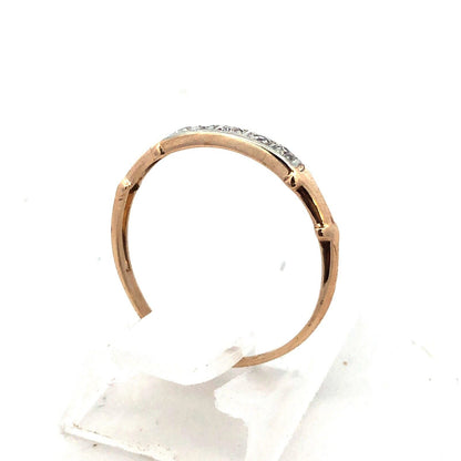 Estate 14K Yellow Gold Round Diamond Stackable Anniversary Band Ring