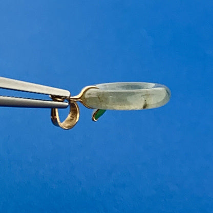 Gorgeous 14k Yellow Gold Cabochon Green Jade Teardrop Halo Dangle Pendant