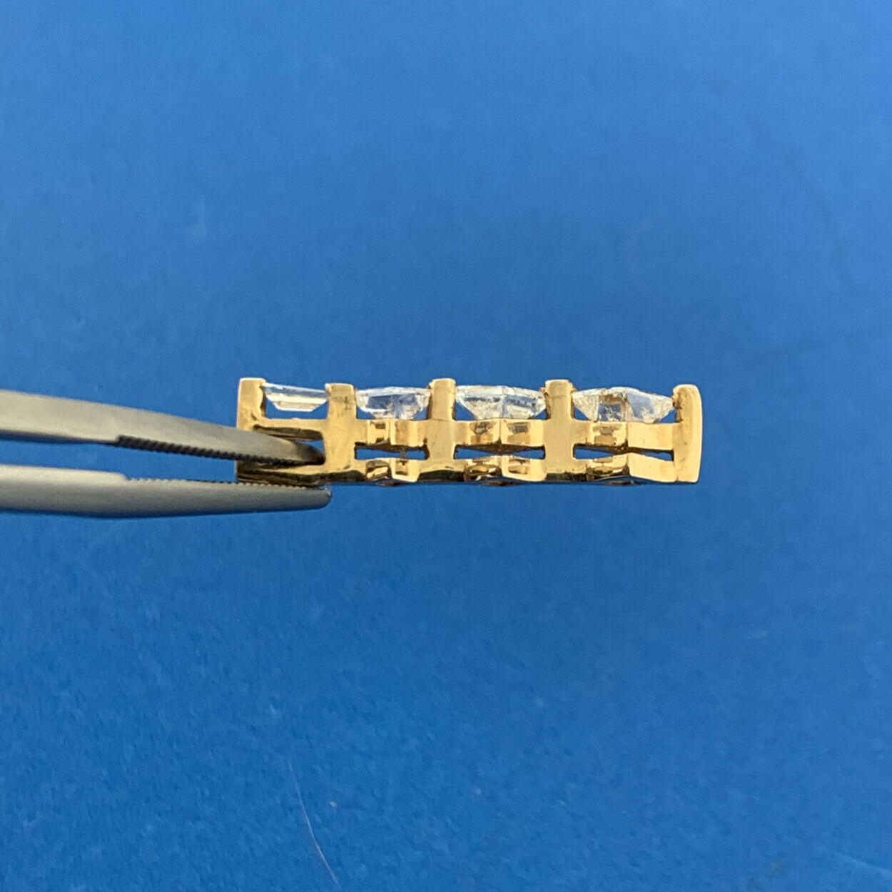 Designer 14K Yellow Gold Princess Diamond Trio Anniversary Journey Pendant